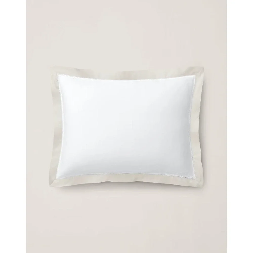 Organic‎ Cotton Sateen Border Pillow Euro Sham - Parchment NWT